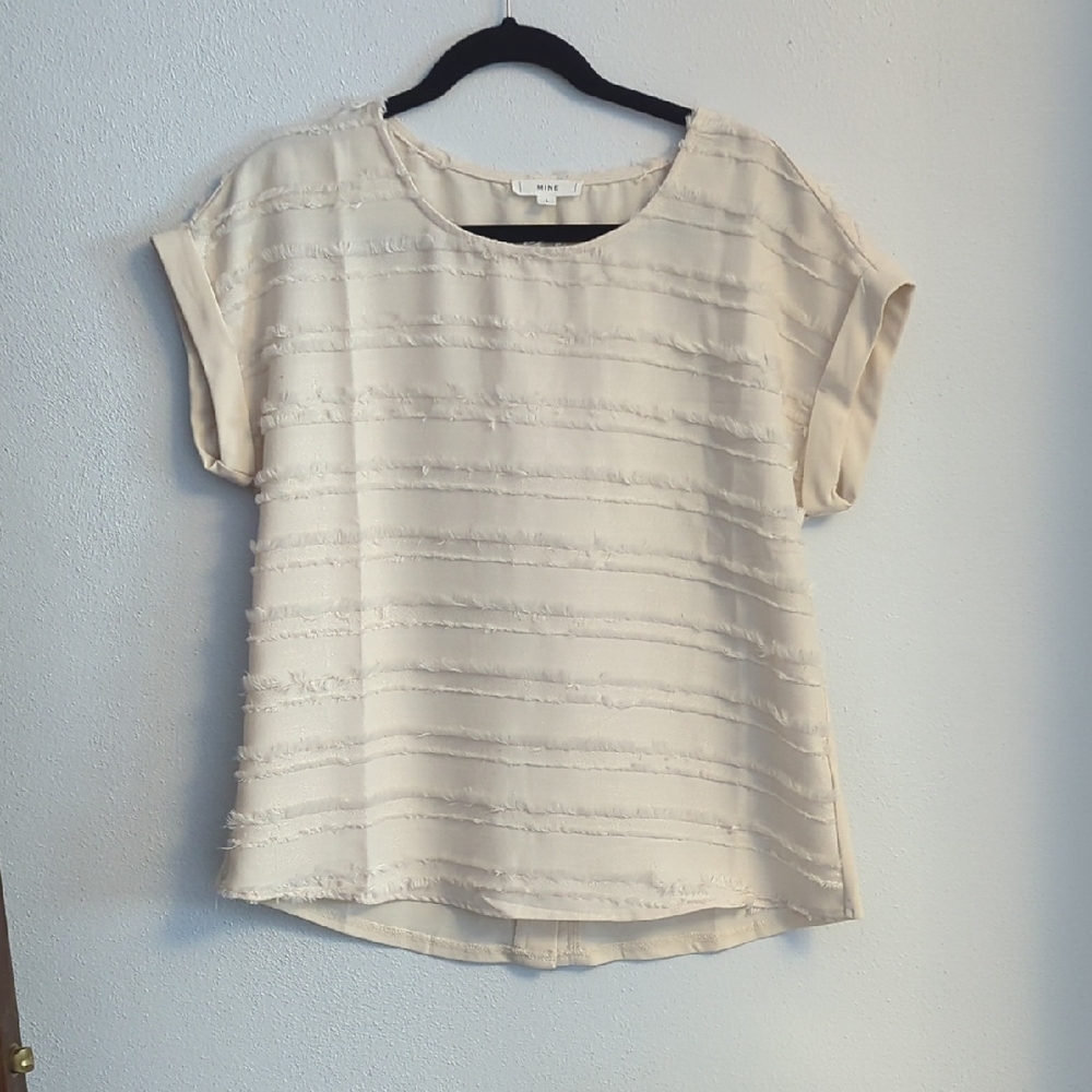 Mine Cream Textured Short Sleeve Top